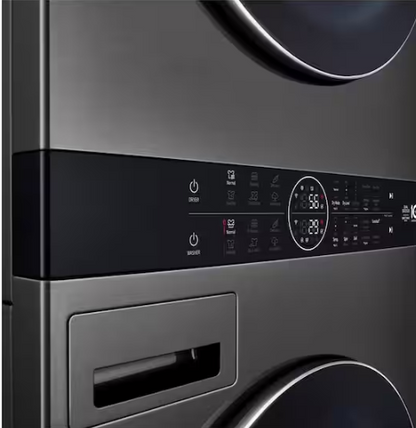 LG 5.0 cu. ft. Washer 7.8 cu. ft. Dual Inverter Heat Pump Ventless Dryer Electric Laundry Center in Black Steel
