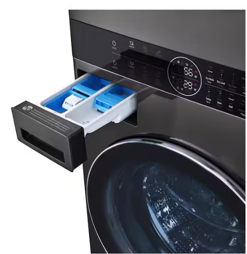 LG 5.0 cu. ft. Washer 7.8 cu. ft. Dual Inverter Heat Pump Ventless Dryer Electric Laundry Center in Black Steel