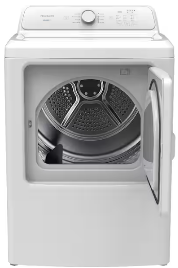 Frigidaire 7 cu.ft.VentedFront Load Electric Dryer in White with 8 Dry Cycles and Reversible Door