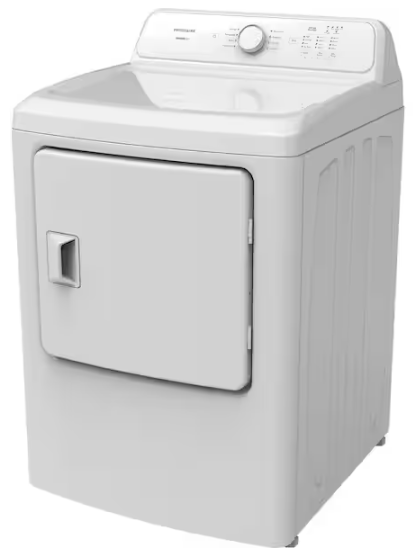 Frigidaire 7 cu.ft.VentedFront Load Electric Dryer in White with 8 Dry Cycles and Reversible Door