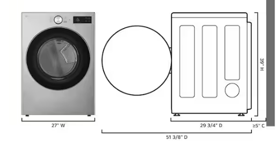 LG 7.4 cu. ft. Vented SMART Stackable Gas Dryer in Graphite Steel with TurboSteam, AI Sensing and LCD Display