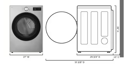 LG 7.4 cu. ft. Vented SMART Stackable Gas Dryer in Graphite Steel with TurboSteam, AI Sensing and LCD Display