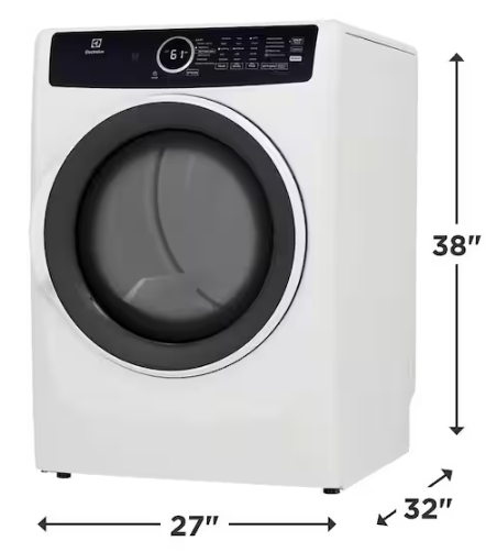 Electrolux 8 cu. ft. Electric Dryer Vented Front Load Perfect Steam Dryer with Instant Refresh in White