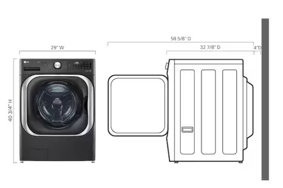 LG 5.2 cu. Ft Stackable SMART Front Load Washer in Black Steel with Steam & Turbowash Technology