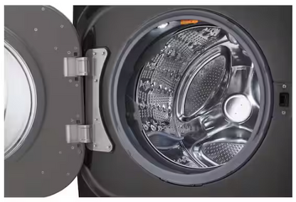 LG 5.2 cu. Ft Stackable SMART Front Load Washer in Black Steel with Steam & Turbowash Technology