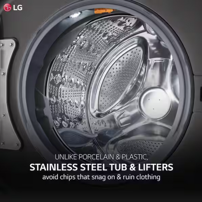 LG 5.2 cu. Ft Stackable SMART Front Load Washer in Black Steel with Steam & Turbowash Technology