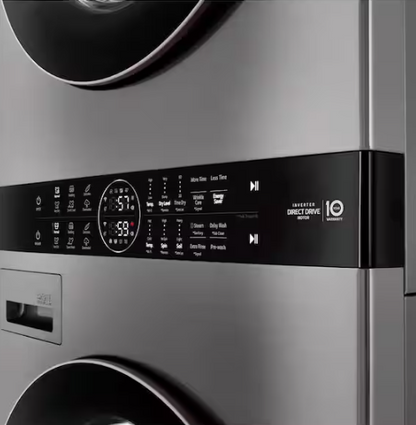 LG WashTower Stacked SMART Laundry Center 4.5 Cu.Ft. Front Load Washer & 7.4 Cu.Ft. Electric Dryer in Graphite Steel