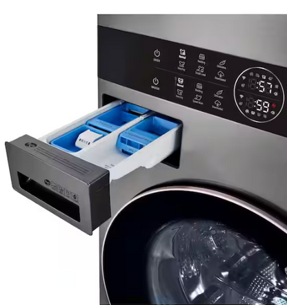LG WashTower Stacked SMART Laundry Center 4.5 Cu.Ft. Front Load Washer & 7.4 Cu.Ft. Electric Dryer in Graphite Steel