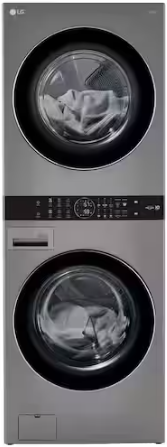 LG WashTower Stacked SMART Laundry Center 4.5 Cu.Ft. Front Load Washer & 7.4 Cu.Ft. Electric Dryer in Graphite Steel