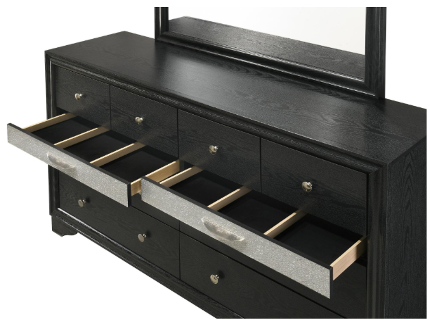 Bedroom Set Black Queen ,Dresser,Mirror and 2 nightstand