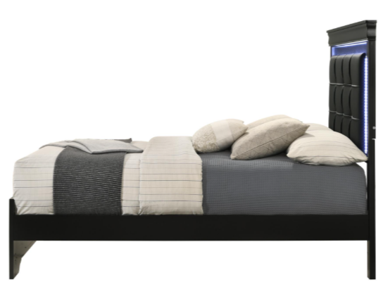Bedroom Set King Black , Dresser, Mirror and 1 nightstand