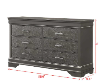 Bedroom Set Queen Grey, Dresser,mirror and 2 nightstand