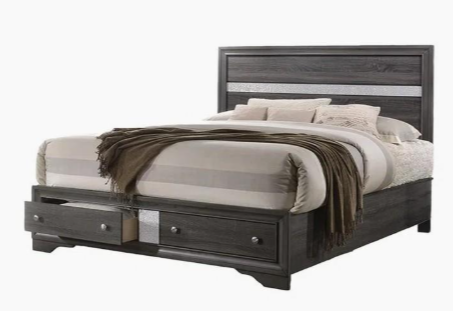 Bedroom Set Berea - Gray Storage King Bed, Dresser, Mirror, 2 Nightstand