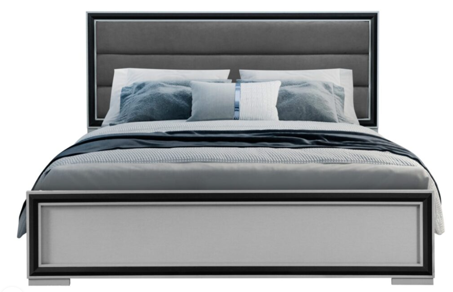 Bedroom Set AMELIA GREY BLACK Queen W/LED