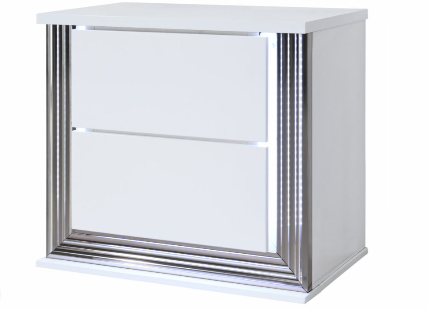 YLIME SMOOTH WHITE NIGHTSTAND WITH LED