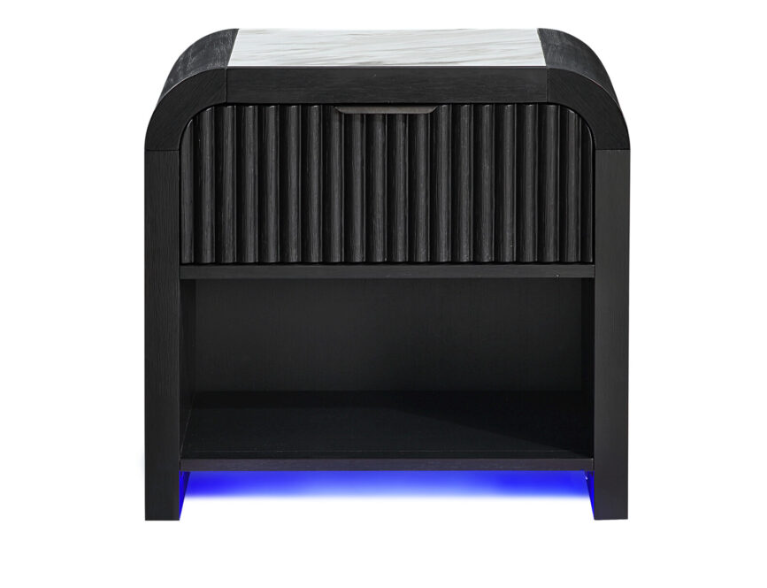 BECKETT WHT/BLK NIGHTSTAND W/LED & SPEAKER