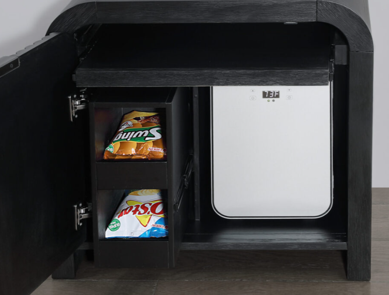 BECKETT WHITE/BLACK NIGHTSTAND WITH LED, COOLER AND SPEAKER