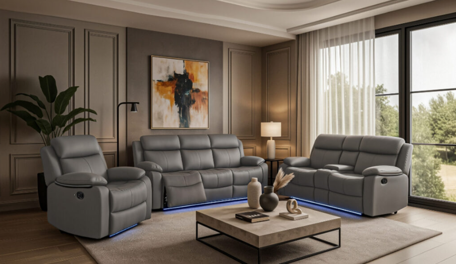 SOFA, LOVESEAT AND RECLINER