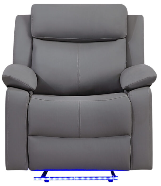 GREY PU 46A REC SOFA/CON REC LOVESEAT W/SPEAKER/GLIDER REC