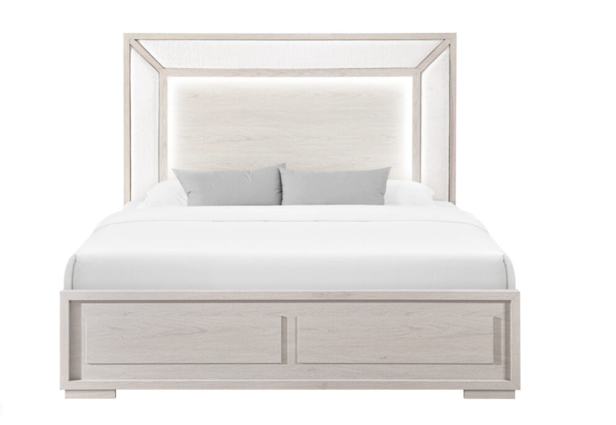 CLARA BEIGE QUEEN BED WITH LED