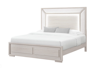 CLARA BEIGE KING BED WITH LED