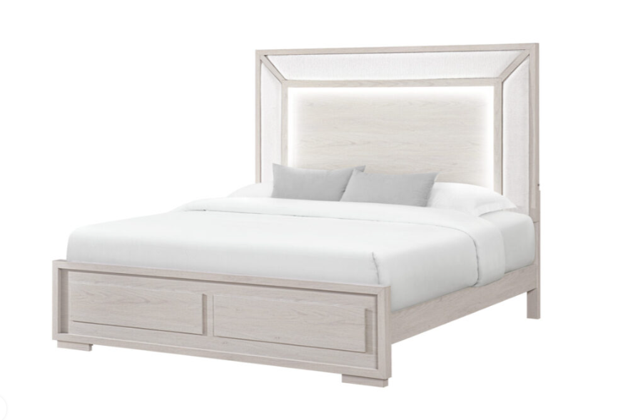 CLARA BEIGE QUEEN BED WITH LED