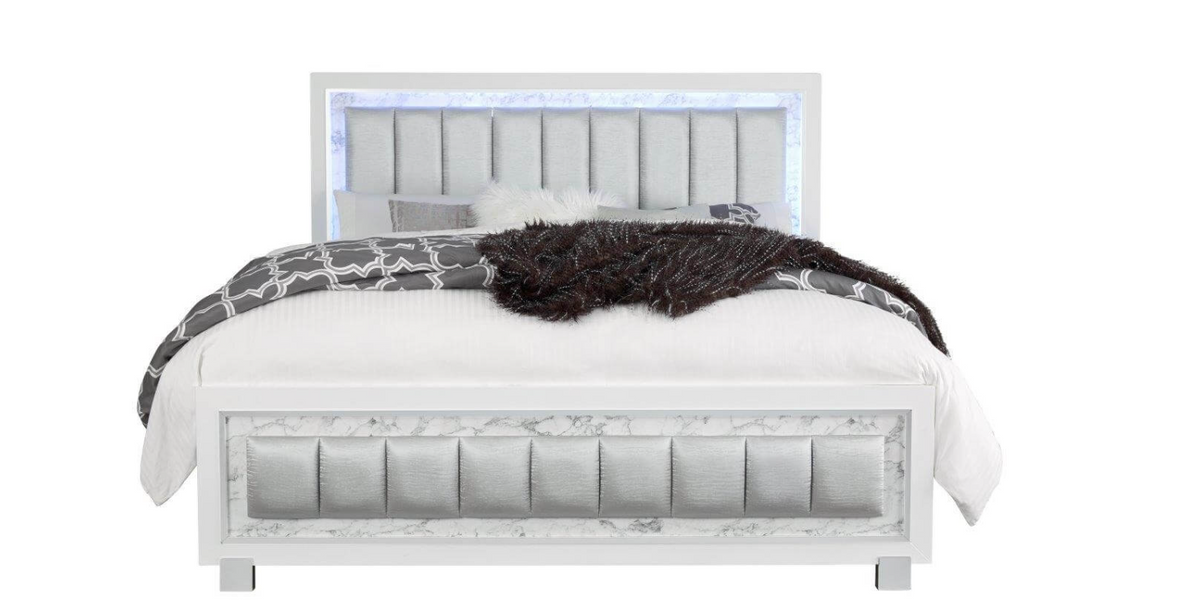 SANTORINI METALLIC WHITE FULL BED
