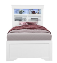 Pompei metalic white Bookcase, dresser, mirror and nightstand with led