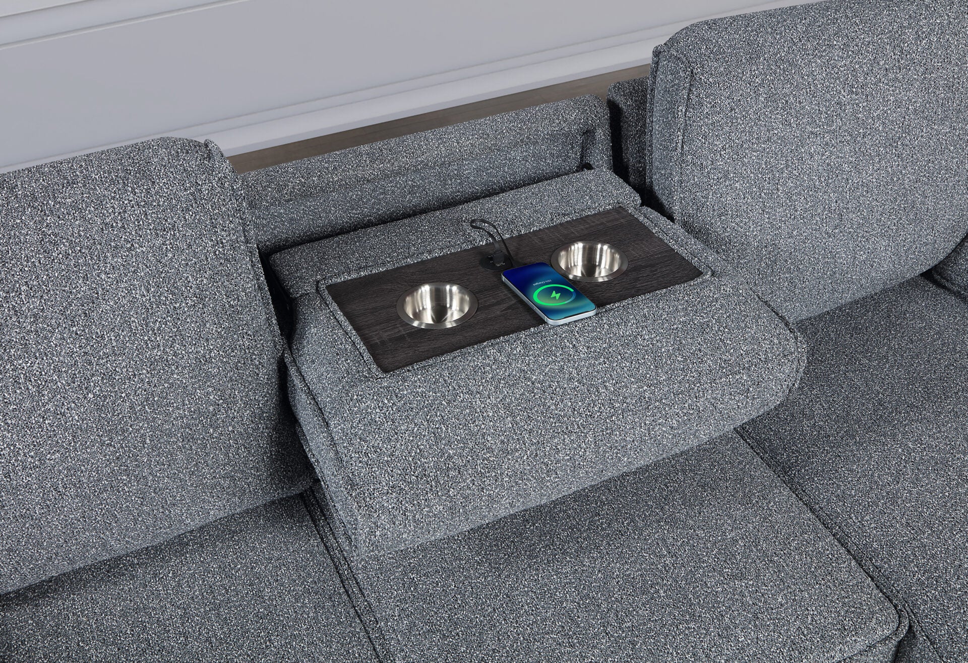 U0808 DARK GREY REVERSIBLE SOFA BED