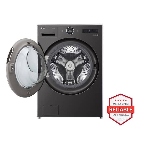 LG 5.0 cu. ft. Stackable Smart Front Load Washer in Black Steel with ezDispense, AI Digital Dial, Steam and TurboWash360