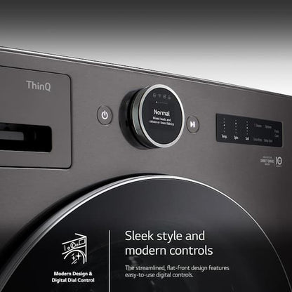 LG 5.0 cu. ft. Stackable Smart Front Load Washer in Black Steel with ezDispense, AI Digital Dial, Steam and TurboWash360