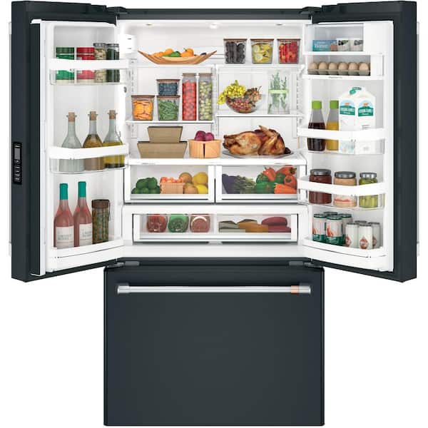 CAFE 23.1 cu. ft. Smart French Door Refrigerator with Internal Water Dispenser in Matte Black, Counter Depth and ENERGY STAR