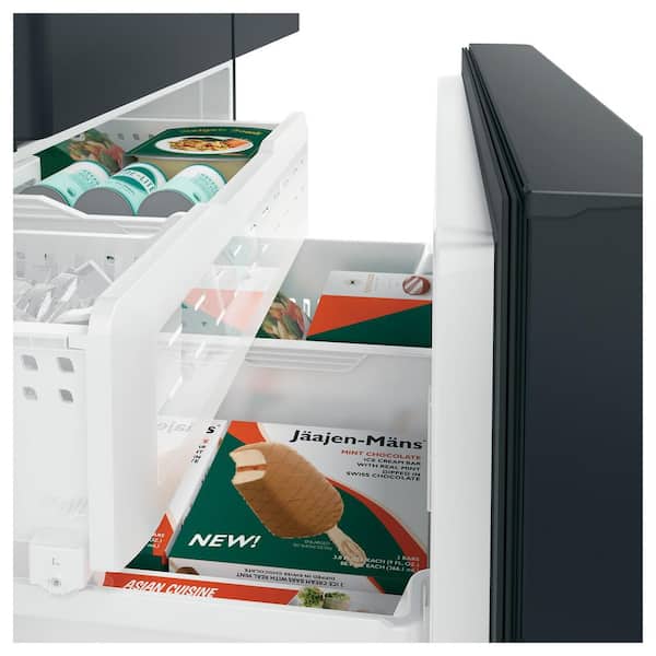 CAFE 23.1 cu. ft. Smart French Door Refrigerator with Internal Water Dispenser in Matte Black, Counter Depth and ENERGY STAR