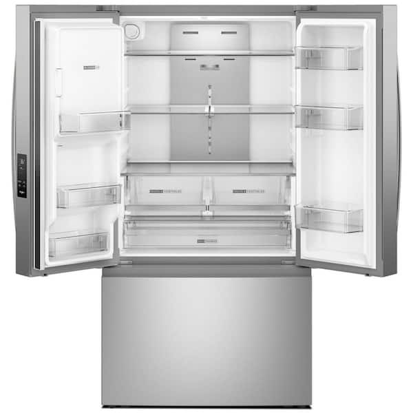 Whirlpool 36 in. 30 cu. ft. Standard Depth French Door Refrigerator in Fingerprint Resistant Stainless Finish with Dual Ice Makers