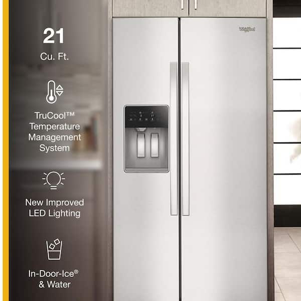 Whirlpool  36 in. 20.85 cu ft. Counter Depth Side-by-Side Refrigerator in Fingerprint Resistant Stainless Finish w/ TruCool System