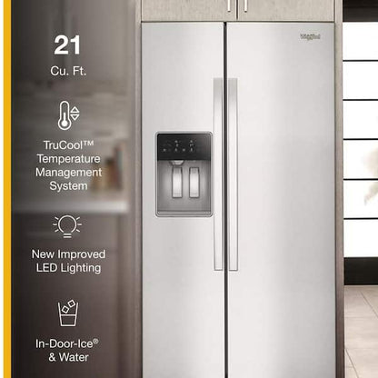 Whirlpool  36 in. 20.85 cu ft. Counter Depth Side-by-Side Refrigerator in Fingerprint Resistant Stainless Finish w/ TruCool System