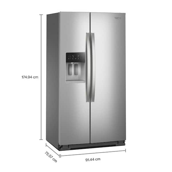 Whirlpool  36 in. 20.85 cu ft. Counter Depth Side-by-Side Refrigerator in Fingerprint Resistant Stainless Finish w/ TruCool System