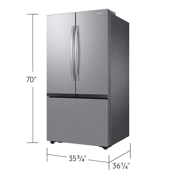 Samsung 36 in. 32 cu. ft. Standard Depth Mega Capacity 3-Door French Door Refrigerator in Stainless Steel with Auto Ice Maker