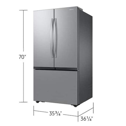 Samsung 36 in. 32 cu. ft. Standard Depth Mega Capacity 3-Door French Door Refrigerator in Stainless Steel with Auto Ice Maker