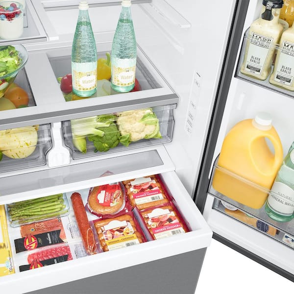 Samsung 36 in. 32 cu. ft. Standard Depth Mega Capacity 3-Door French Door Refrigerator in Stainless Steel with Auto Ice Maker