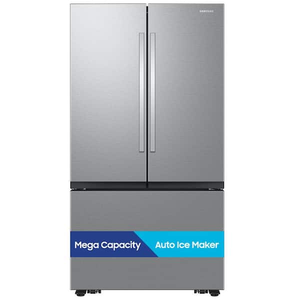Samsung 36 in. 32 cu. ft. Standard Depth Mega Capacity 3-Door French Door Refrigerator in Stainless Steel with Auto Ice Maker