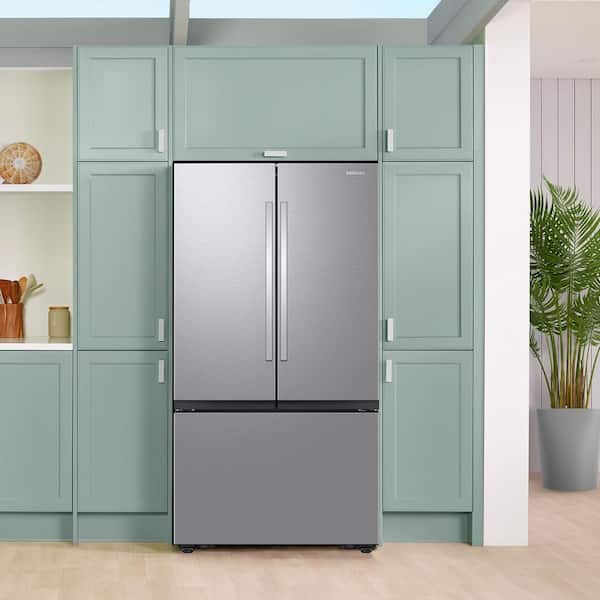 Samsung 36 in. 32 cu. ft. Standard Depth Mega Capacity 3-Door French Door Refrigerator in Stainless Steel with Auto Ice Maker