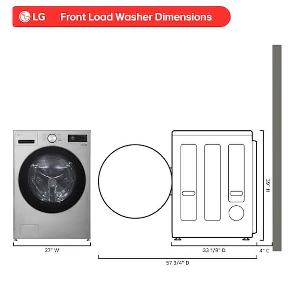 LG 5.0 cu. ft. Stackable SMART Front Load Washer in Graphite Steel with TurboWash 360, AI Sensing, Steam and LCD Display