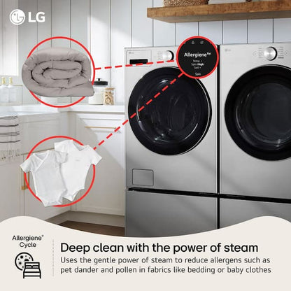 LG 5.0 cu. ft. Stackable SMART Front Load Washer in Graphite Steel with TurboWash 360, AI Sensing, Steam and LCD Display