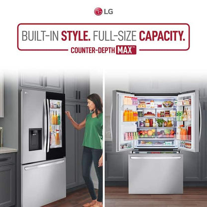 LG 27 cu. ft. Smart Counter-Depth MAX French Door Refrigerator with Internal Water Dispenser in PrintProof Stainless Steel