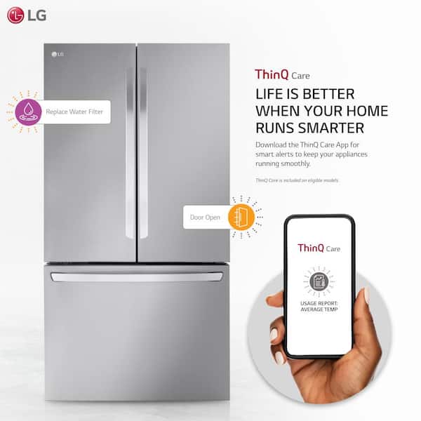 LG 27 cu. ft. Smart Counter-Depth MAX French Door Refrigerator with Internal Water Dispenser in PrintProof Stainless Steel