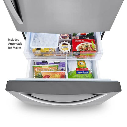 LG 33 in. W 26 cu. ft. Bottom Freezer Refrigerator w/ Multi-Air Flow and Smart Cooling in PrintProof Stainless Steel