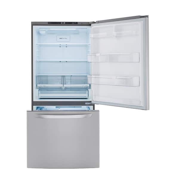 LG 33 in. W 26 cu. ft. Bottom Freezer Refrigerator w/ Multi-Air Flow and Smart Cooling in PrintProof Stainless Steel