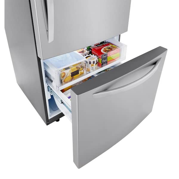 LG 33 in. W 26 cu. ft. Bottom Freezer Refrigerator w/ Multi-Air Flow and Smart Cooling in PrintProof Stainless Steel