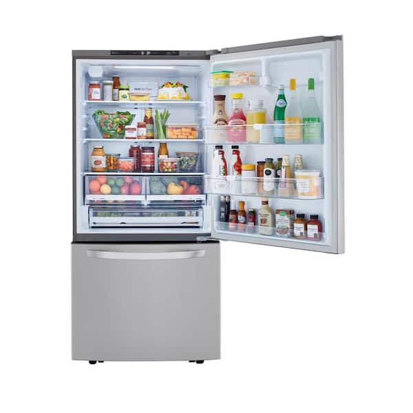 LG 33 in. W 26 cu. ft. Bottom Freezer Refrigerator w/ Multi-Air Flow and Smart Cooling in PrintProof Stainless Steel